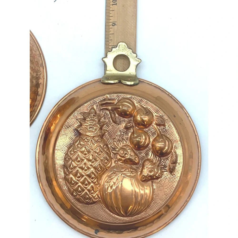 Vintage ODI Copper Fruit Molds Set of 2 Hanging Kitchen Decor Assorted Relief